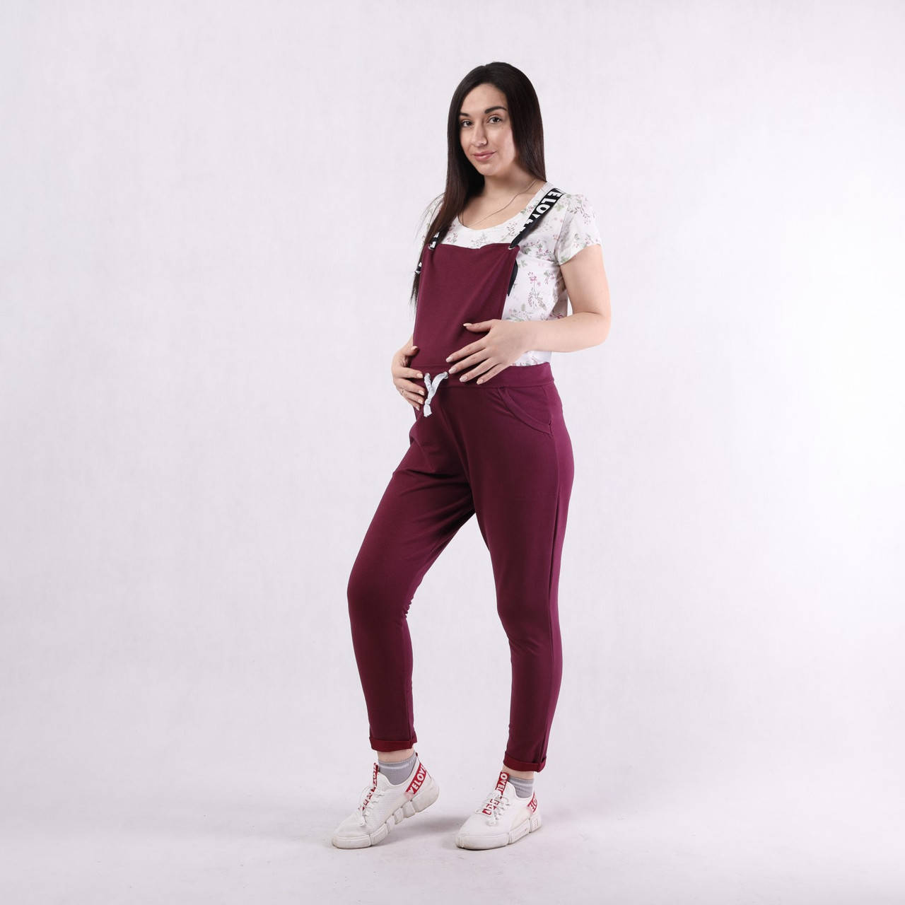 

Молодежный женский комбинезон для беременных со штанами "Love-комбинезон " 42/44, Бордо