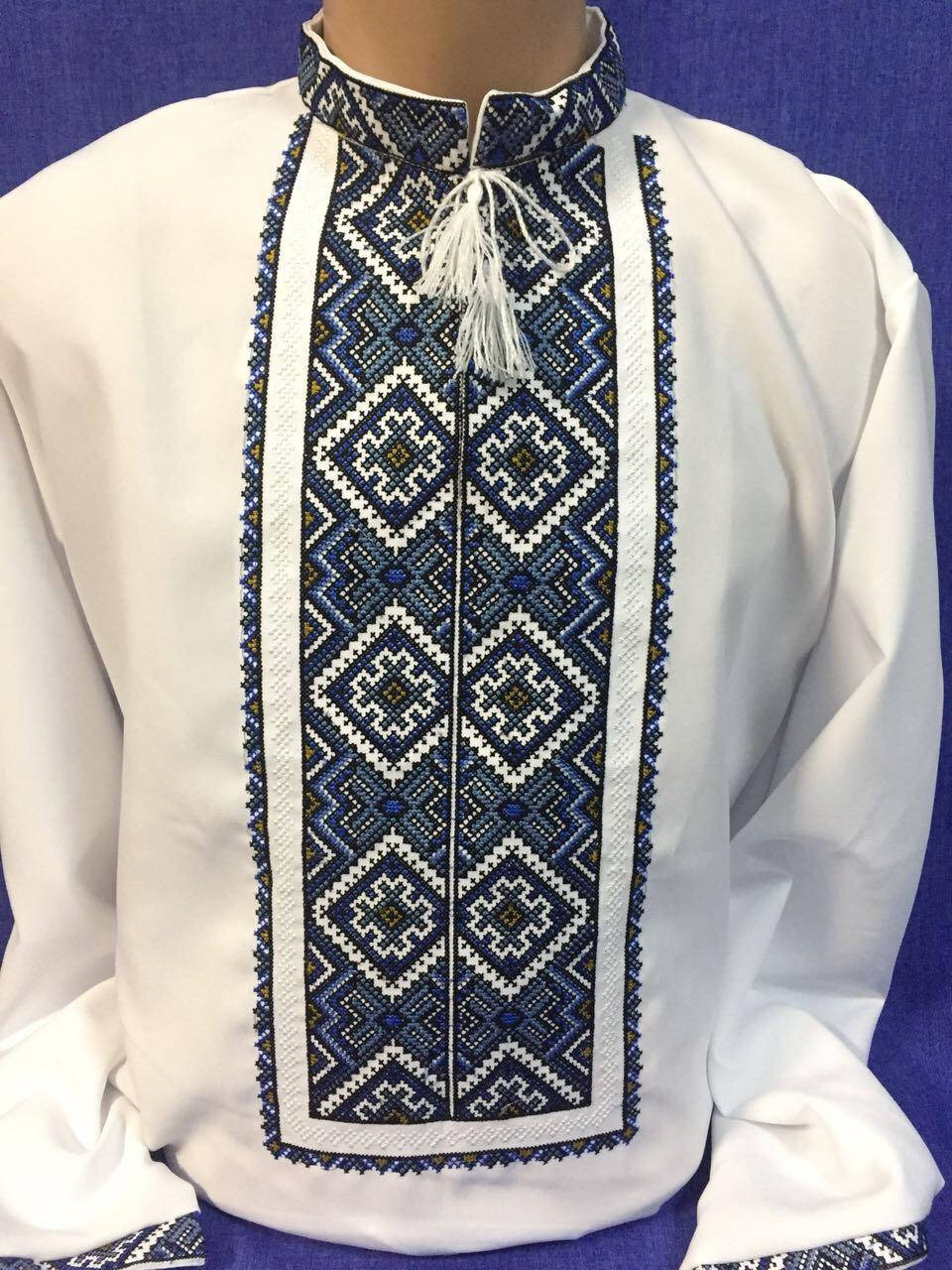 

Вышита рубашка мужская "Стильная геометрия" белая