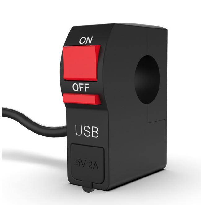

Переключатель света на руль мотоцикла с USB KS13001, Черный