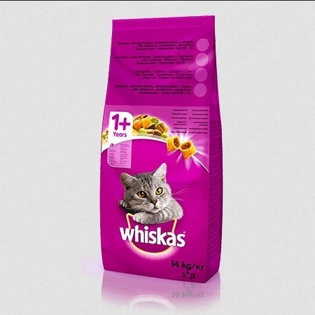 

Whiskas, сухой корм - вкусные подушечки с тунцом для взрослых кошек, 14 кг