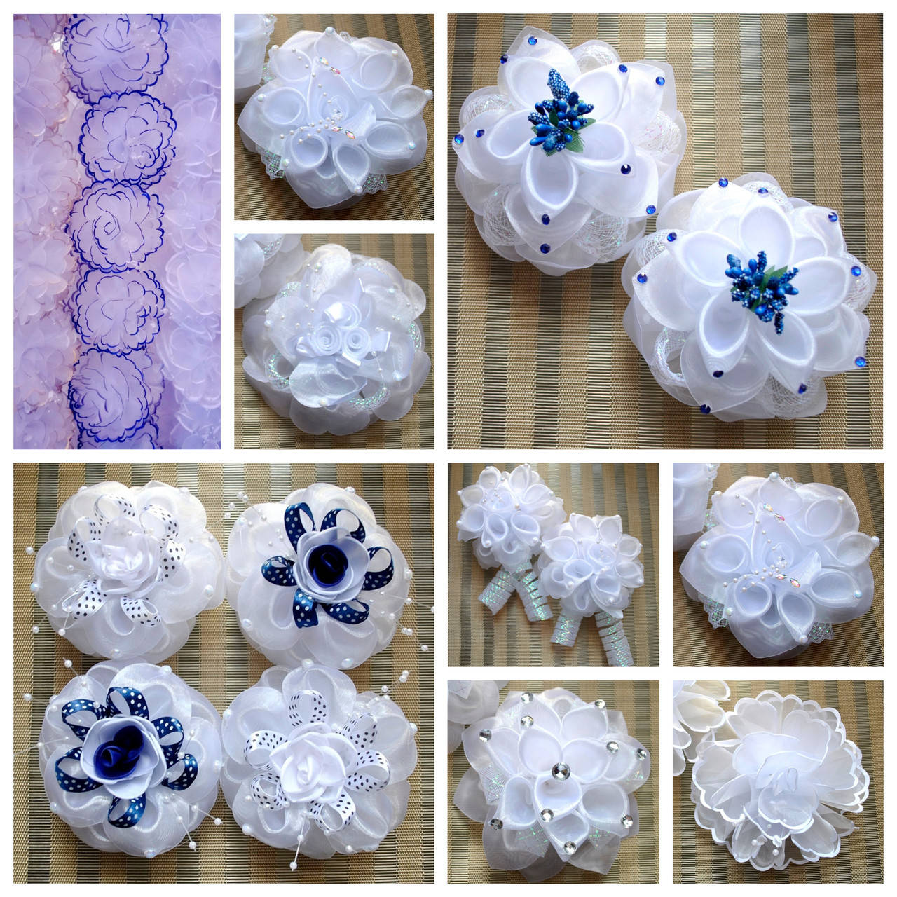 

Нарядные банты для девочки с маками., Белый