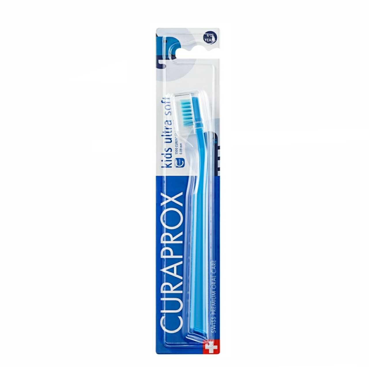 

Зубная щетка детская Curaprox Kids Ultra Soft 5500 (с 4-12 лет) голубая картонная упаковка 1 шт