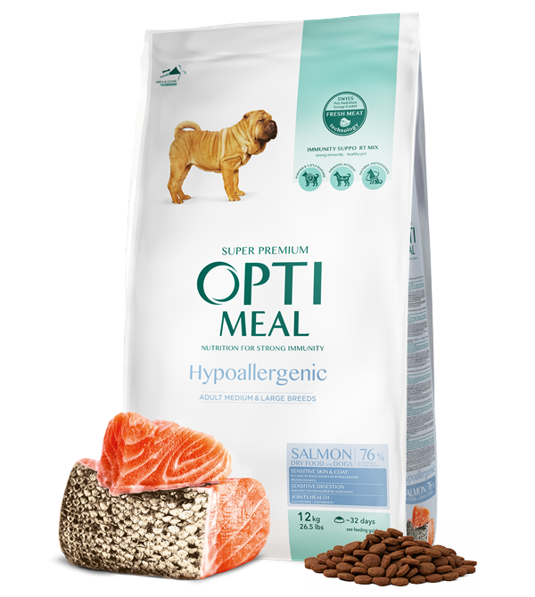 

Optimeal Hypoallergenic 12 кг корм для собак средних и крупных пород с лососем