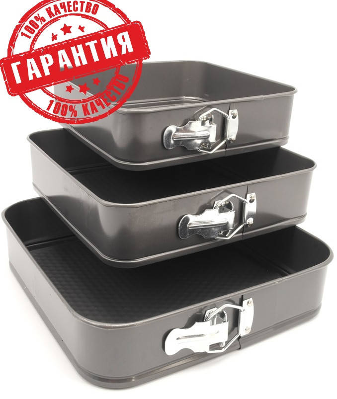 

Набор разборных форм для торта 24/26/28 См А-Плюс 1734 Квадрат 3 шт, Черный