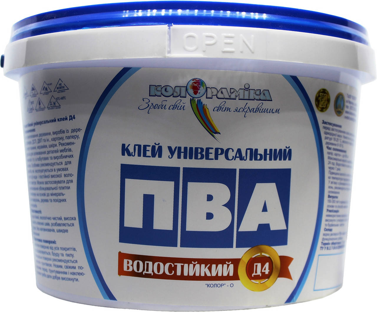 

Клей ПВА Д4 водостойкий Колорамика 2.2 кг, Белый