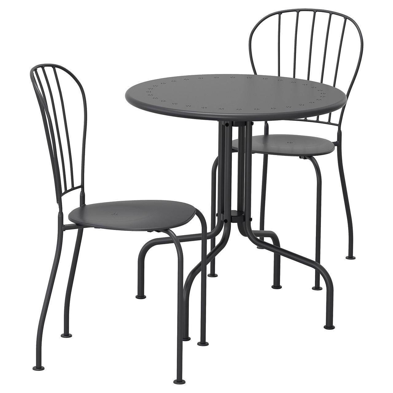 

IKEA LACKO Садовый стол и 2 стула, серый (498.984.35)