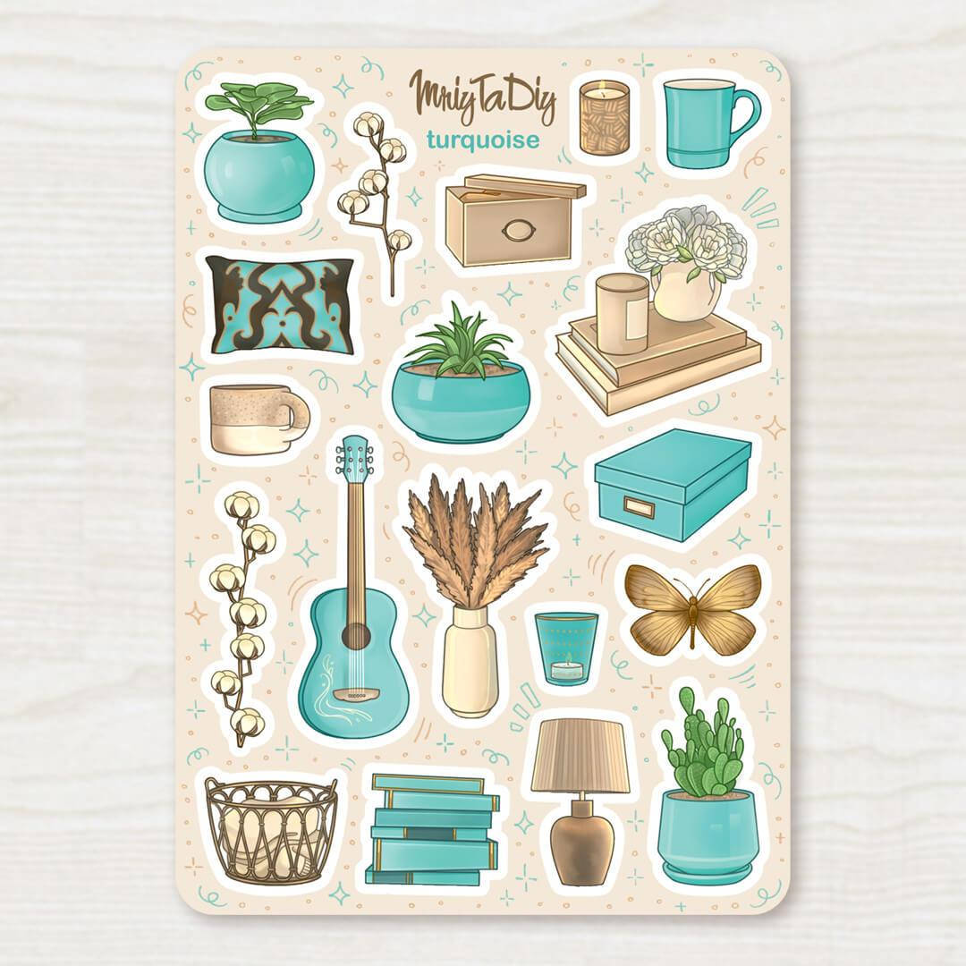

Сет наклеек MriyTaDiy TURQUOISE 10.5 х 14.8 см, Бежевый