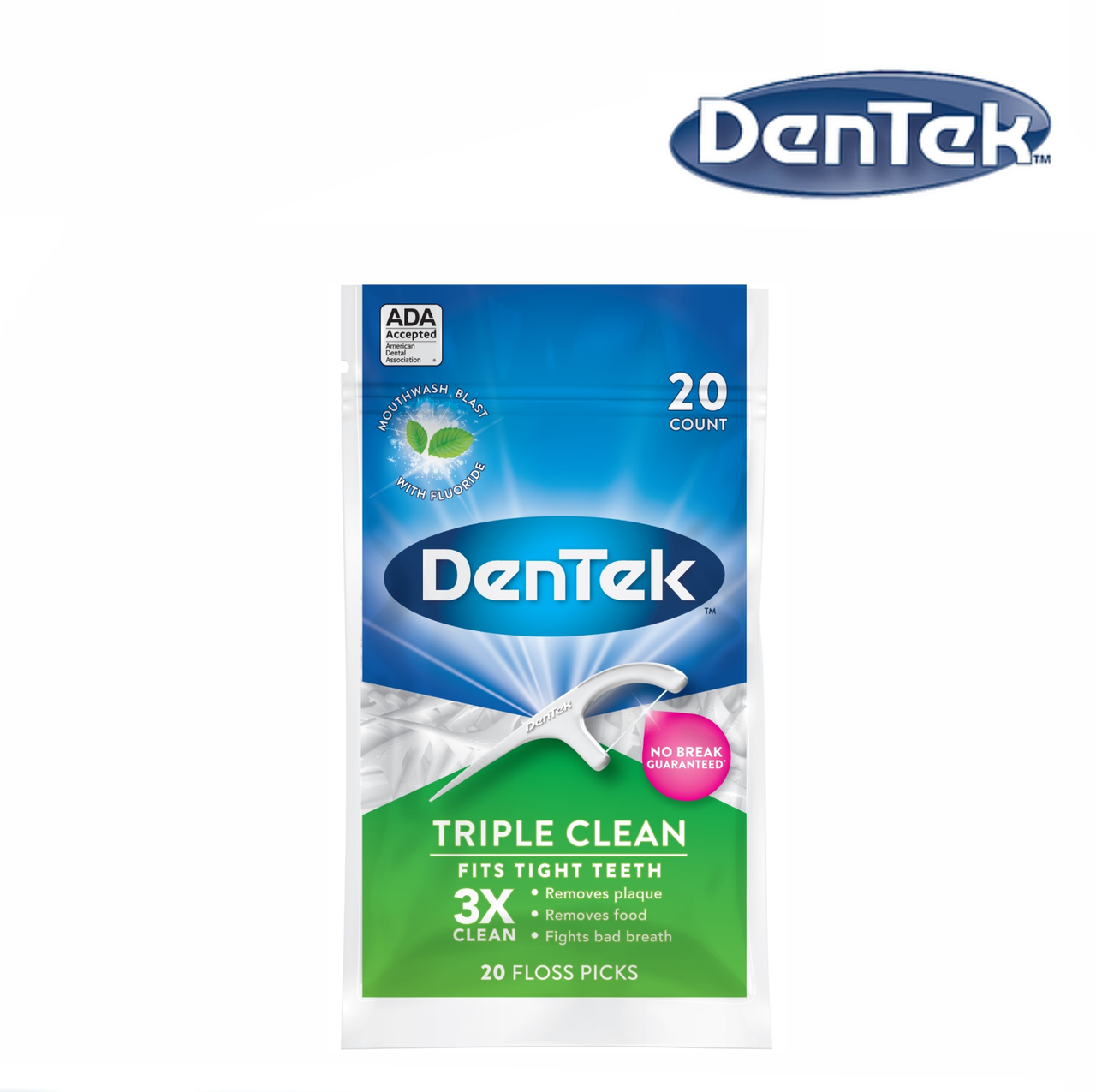 

DenTek Тройное очищение Флосс-зубочистки, 20 шт.