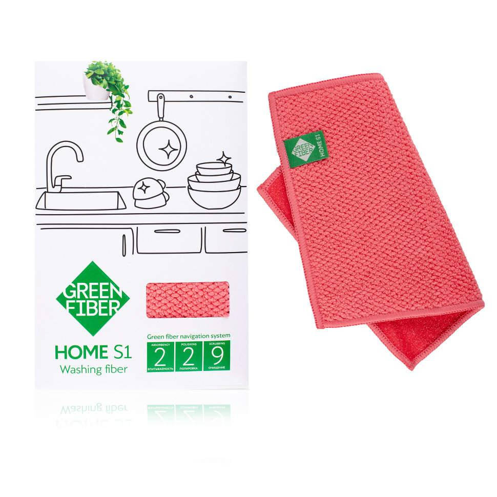 

Салфетка GreenWay Green Fiber HOME S1, Файбер для мытья посуды коралловый (08004)