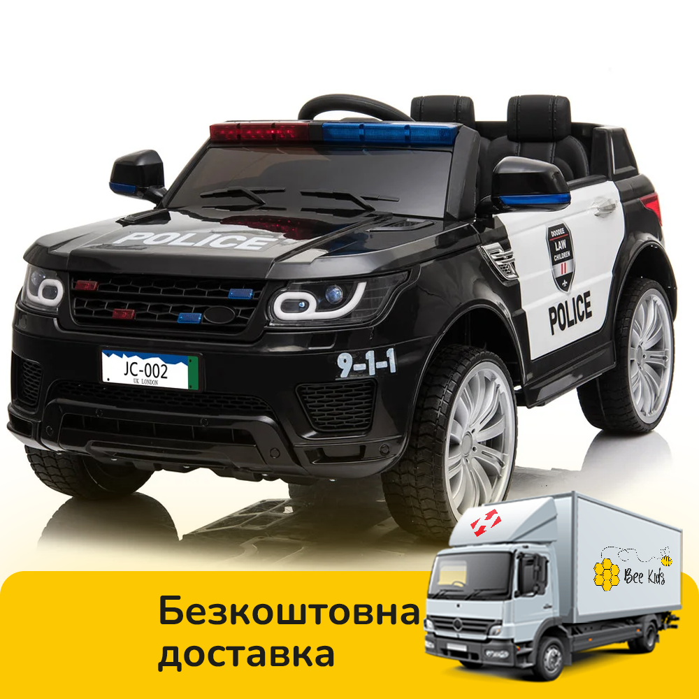 

Детский электромобиль Range Rover Police (2 мотора по 30W, MP3) ДЖИП Baby Tilly JC002 EVA BLACK Черный