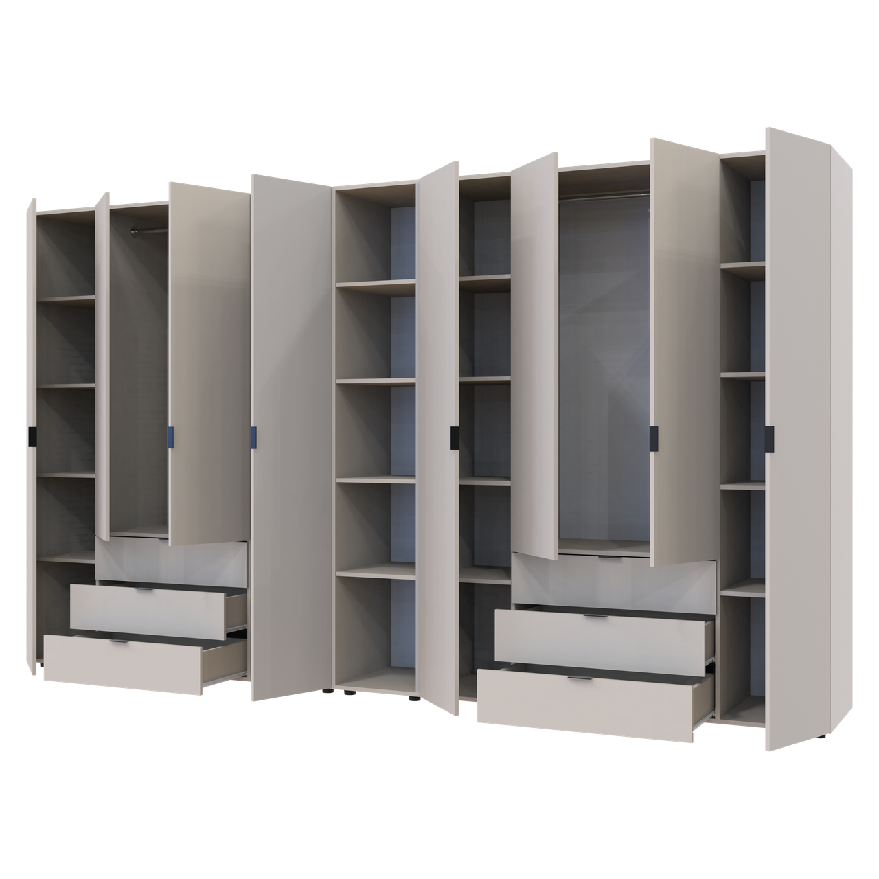 Розпашна Шафа для одягу Doros Гелар з Етажеркою Кашемір 4+4 ДСП 348.2х49.5х203.4 (80737654) 4