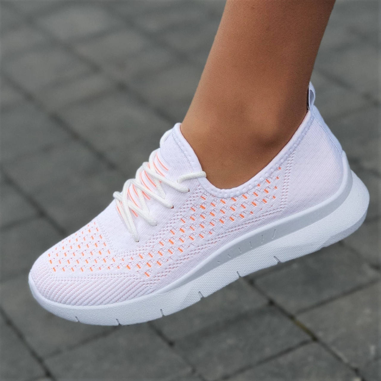 

Мокасины женские белые летние светлые ткань (Код: 1729)