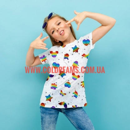 

Стрейч кулир принт "Поп ит на светлом" - 180см. (диджитал), - комиксы / мультики