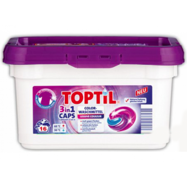 

Гель-капсулы для стирки Toptil Colorwaschmittel для цветного белья, 16 шт