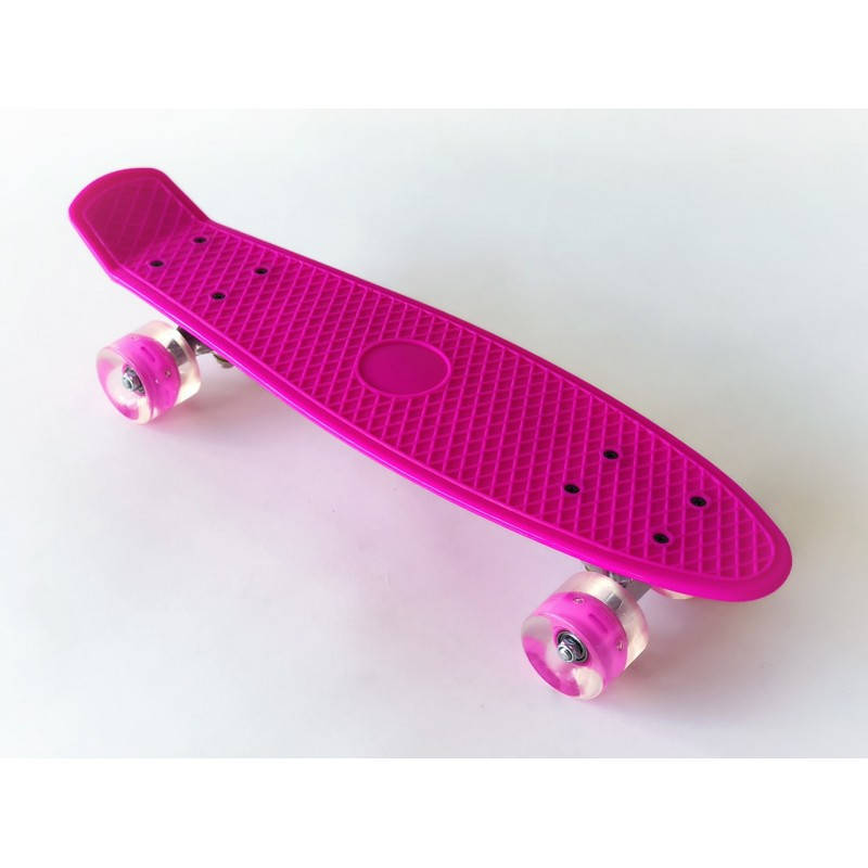 

Скейтборд/скейт Пенни борд со светящимися колесами 221 (Penny Board): розовый, до 80кг