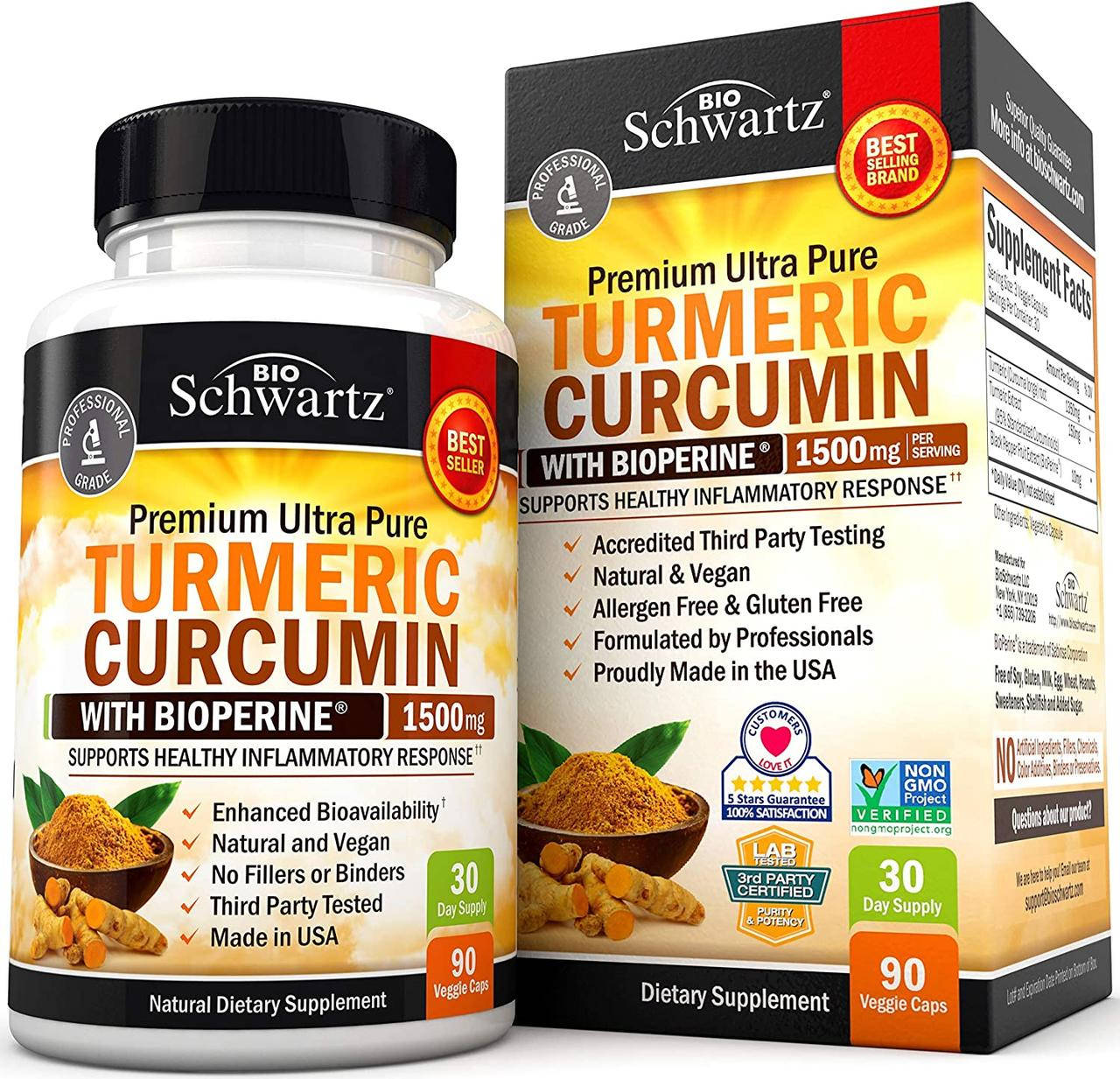 

BioSchwartz Turmeric Curcumin with BioPerine 1500 mg 90 капсул