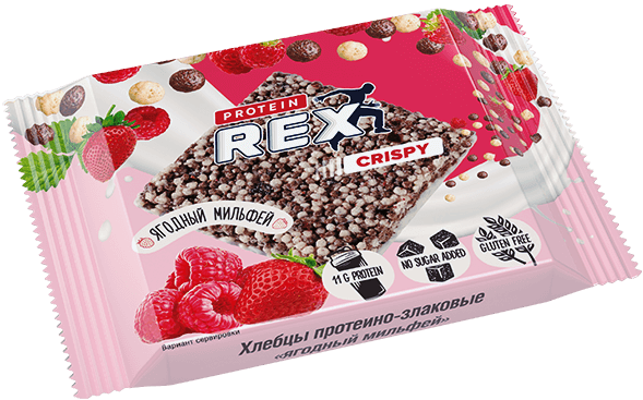 

Протеиновый злаковый хлебец ProteinRex "Ягодный Мильфей" (55 грамм)