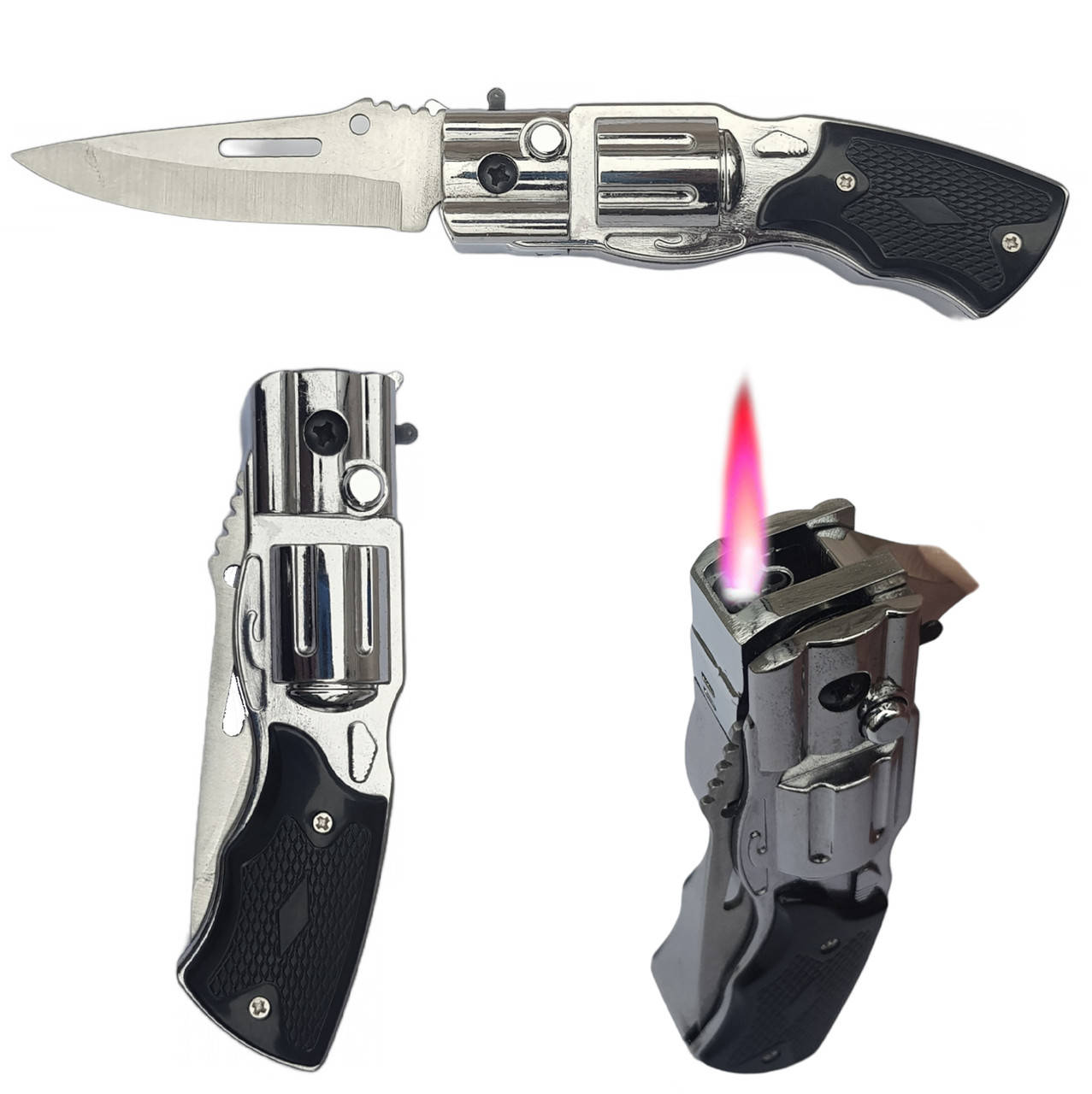 

Зажигалка с выкидным ножом 2в1 "Пистолет"