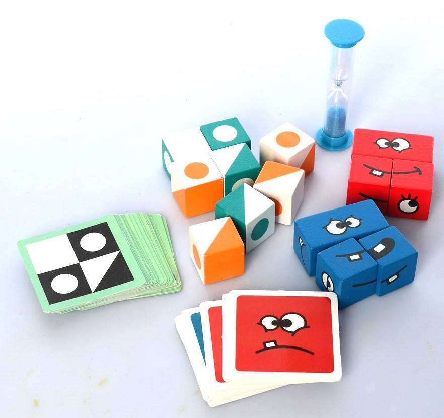 

Деревянная настольная игра Смайлики (Веселые кубики) MD2733 кубики карточки песочные часы развивающая
