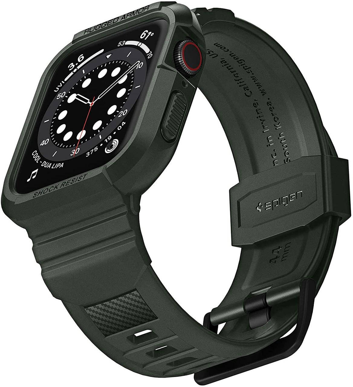 

Чехол с ремешком Spigen Rugged Armor Pro для Apple Watch 44//45 mm Series 7/6/SE/5/4 - Dark Green