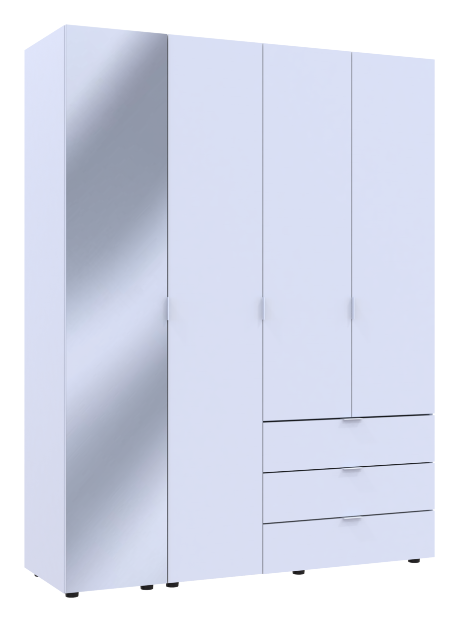 Шафа для одягу Doros Гелар Білий 3ДСП/Дзеркало 155х49.5х203.4 (42002157) 3