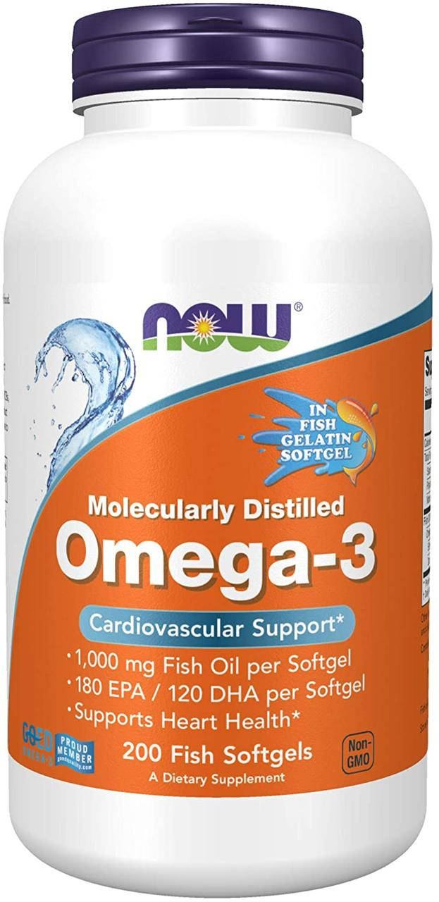 

Омега 3 рыбий жир Now Foods Molecularly Distilled Omega-3 200 рыбных капсул