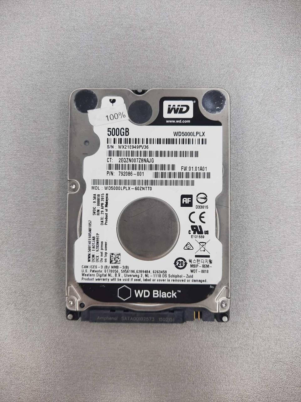 

HDD 2,5 500 ГБ WD Slim WD5000LPLX (792086-001) 7200rpm 16MB (SATA III) (Б\У)