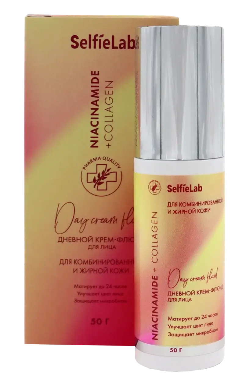 

Дневной крем-флюид для лица Selfielab Niacinamide+Collagen Cream-fluid, 50 грамм