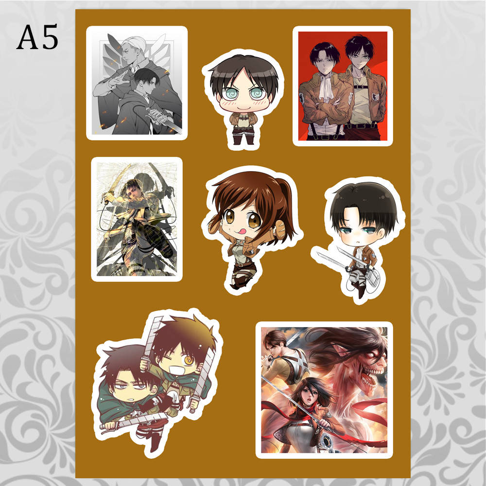 

Стикеры Аниме Attack On Titan без порезки 06, Разные цвета
