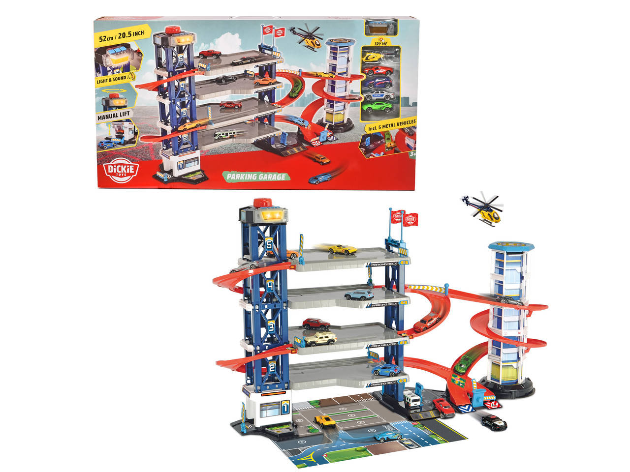 

Игровой набор Dickie Toys Паркинг четырехэтажный с автомобилями и вертолетом (3749008)
