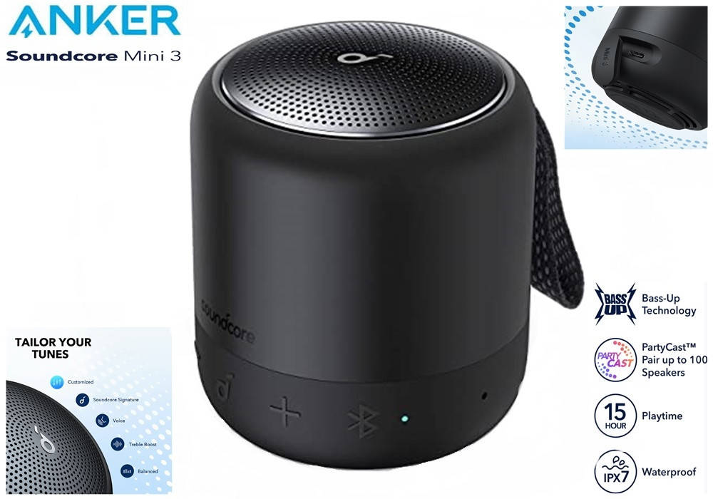 

Портативная блютуз колонка Anker SoundCore Mini 3 (A3119) АНКЕР 6W 1800mAh Bluetooth 5.0 USB Type-C