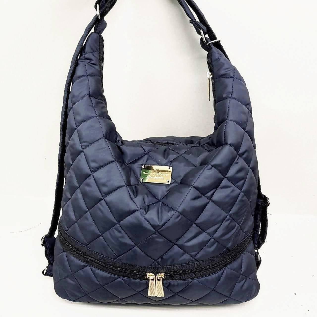 

Женская сумка-рюкзак стёганая 30*40см синяя (200-345), Синий