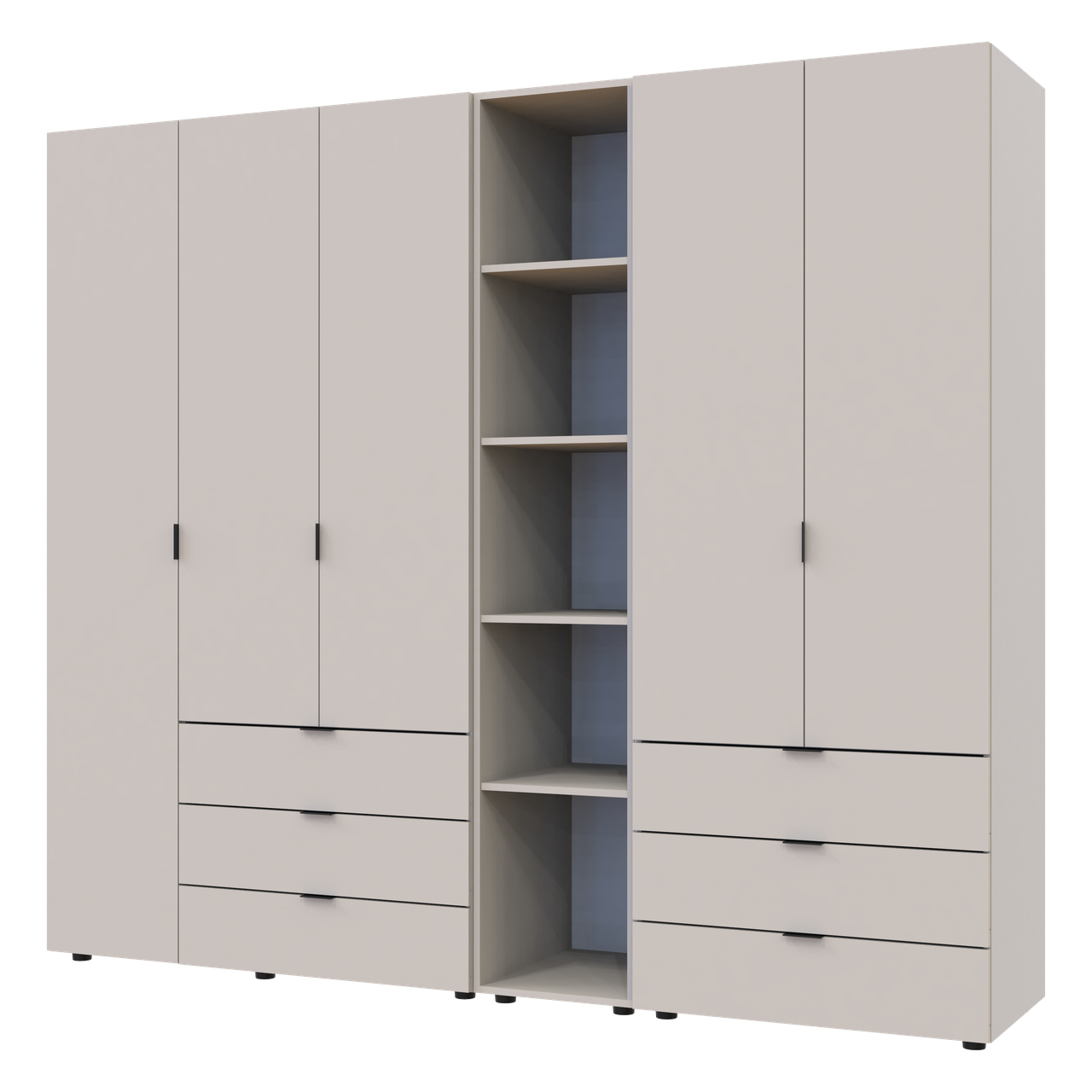 Розпашна Шафа для одягу Doros Гелар з Етажеркою Кашемір 2+3 ДСП 231.9х49.5х203.4 (80737650) 3