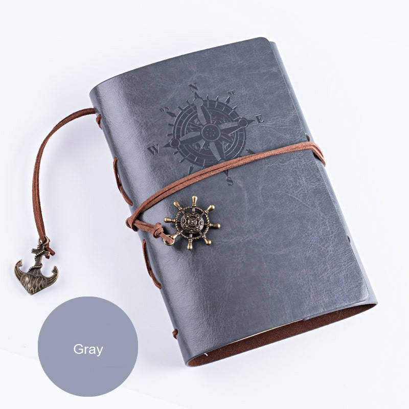 

Винтажный блокнот с якорем и штурвалом. Светло-серый (GP)