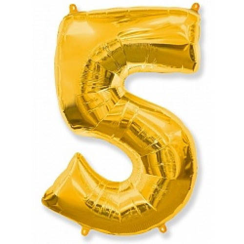

Шар цифра "5" 100 см (гелий), Золотистый