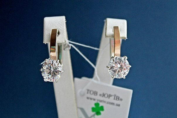 

Серебряные серьги Сияние 925 пробы с золотой вставкой 375