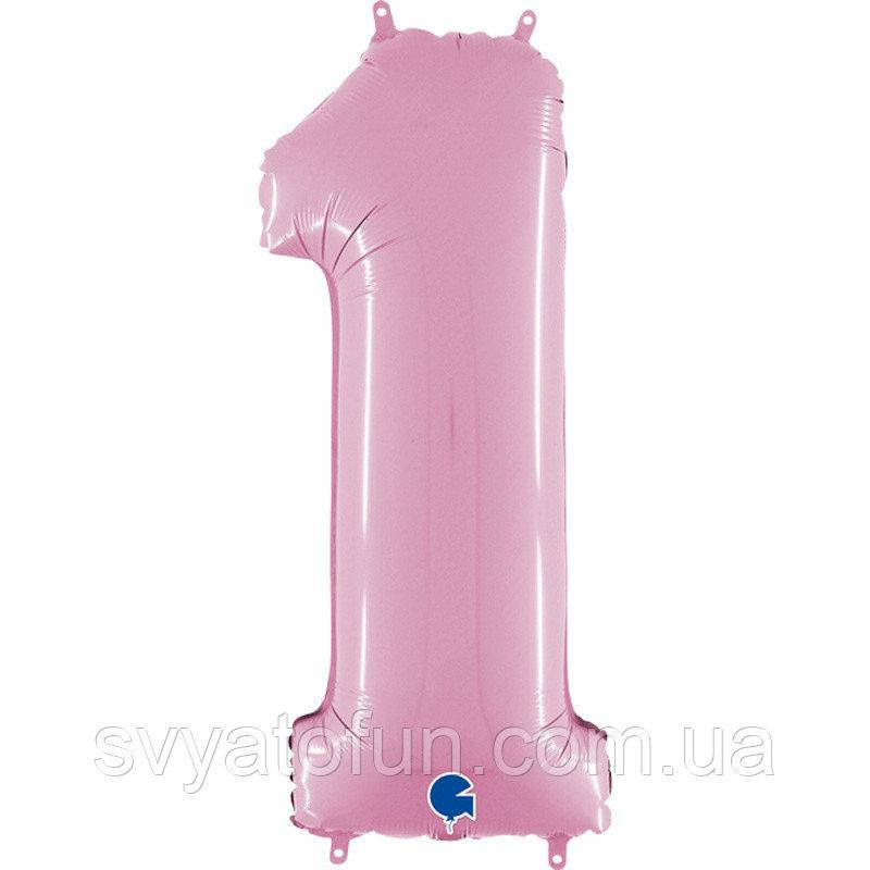 

Фольгированный шар-цифра 1 пастель розовый 26" Grabo