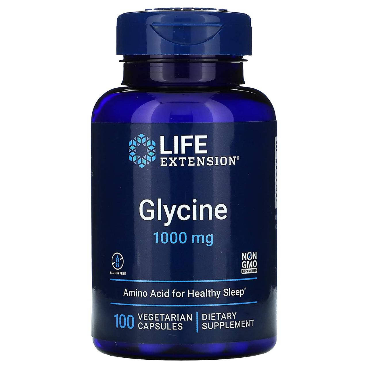 

Глицин, Glycine, Life Extension, 1000 мг, 100 вегетарианских капсул