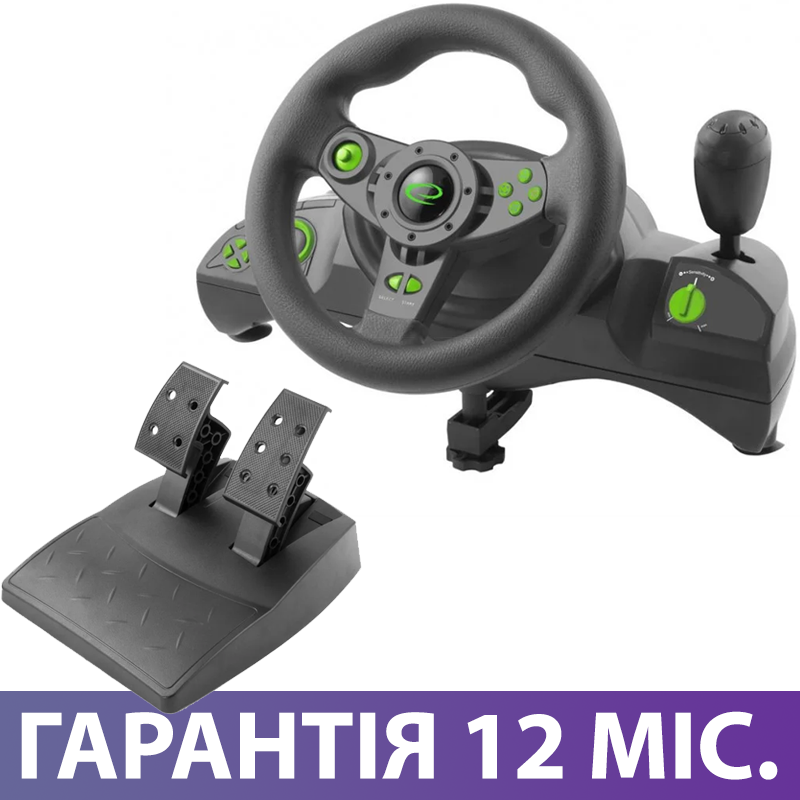 

Игровой Руль и Педали для ПК Esperanza EGW102, приставка-руль с педалями и коробкой передач, Черный