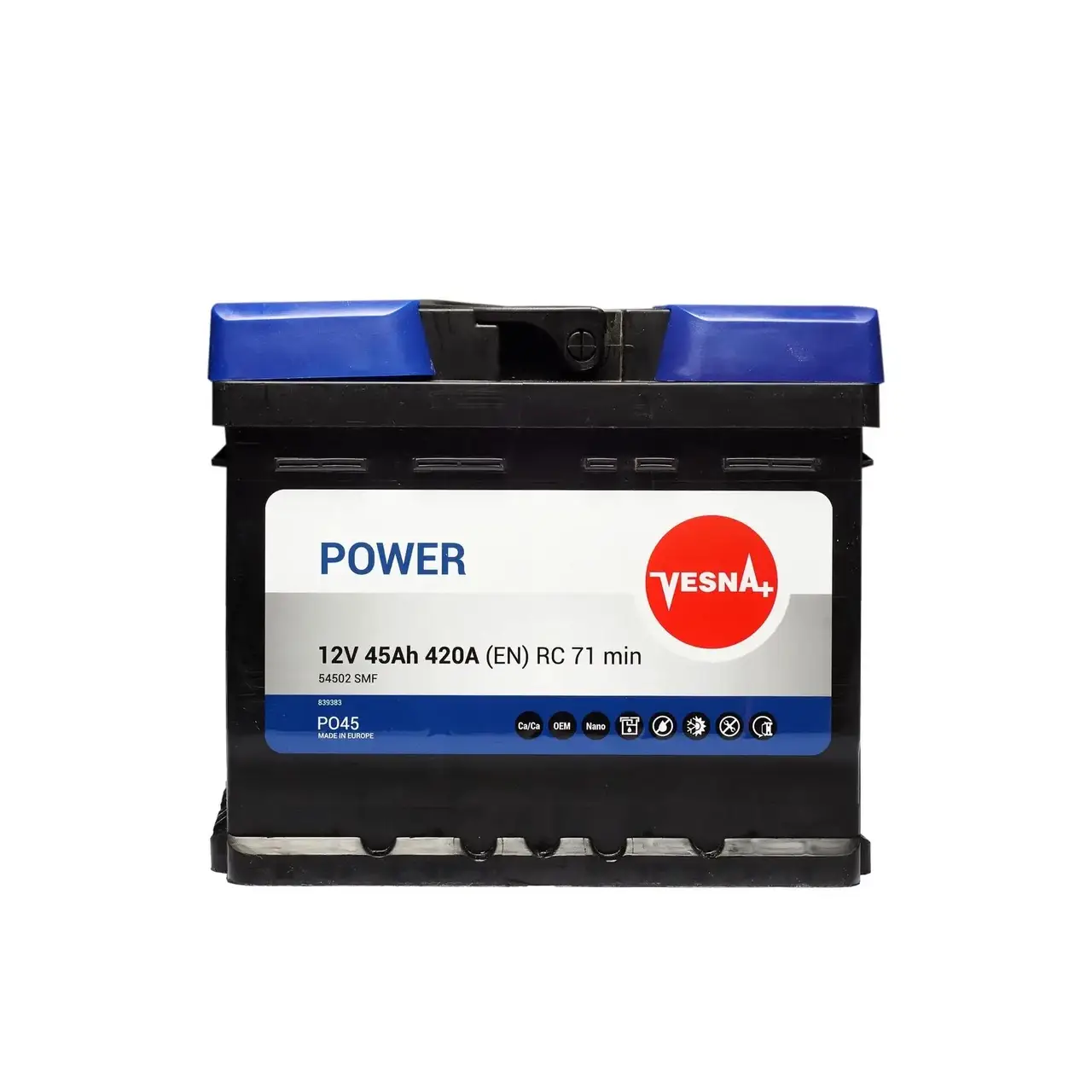 

Аккумулятор автомобильный Vesna 6CT-45 АзE Power (415046)