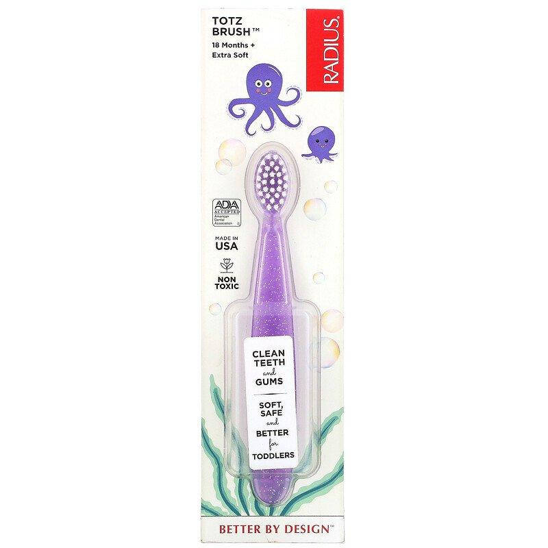 

Детская зубная щетка RADIUS "Totz Toothbrush" от 18 месяцев, экстра-мягкая, фиолетовая, Фиолетовый