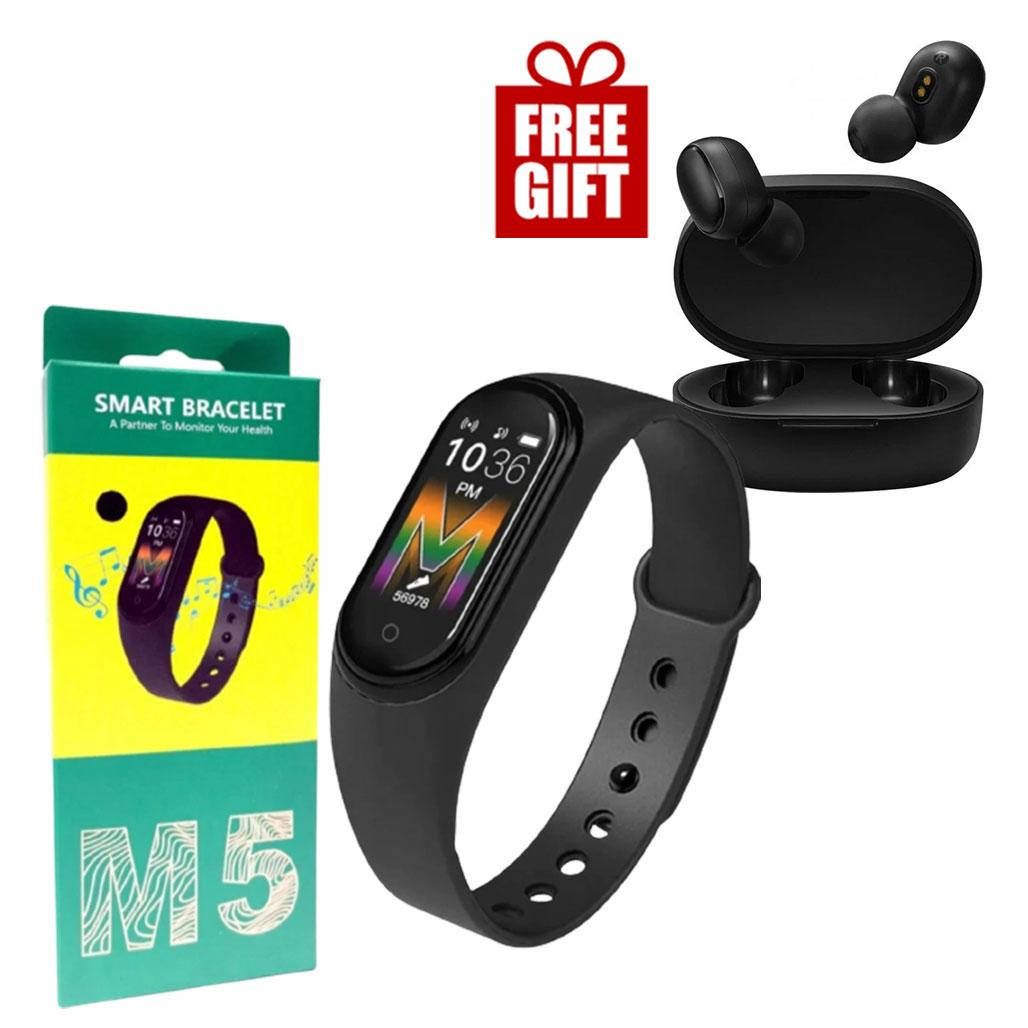 Фитнес браслет Band 5 + Подарок наушники Xiaomi Redmi AirDots 2 / Смарт часы