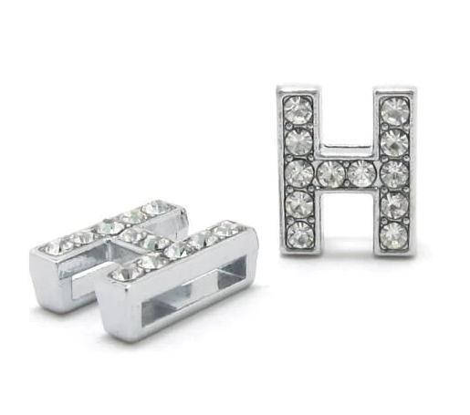 

Буква H со стразами, буквы со стразами H, H - буквы для наборных браслетов, бусина буква H Серебро