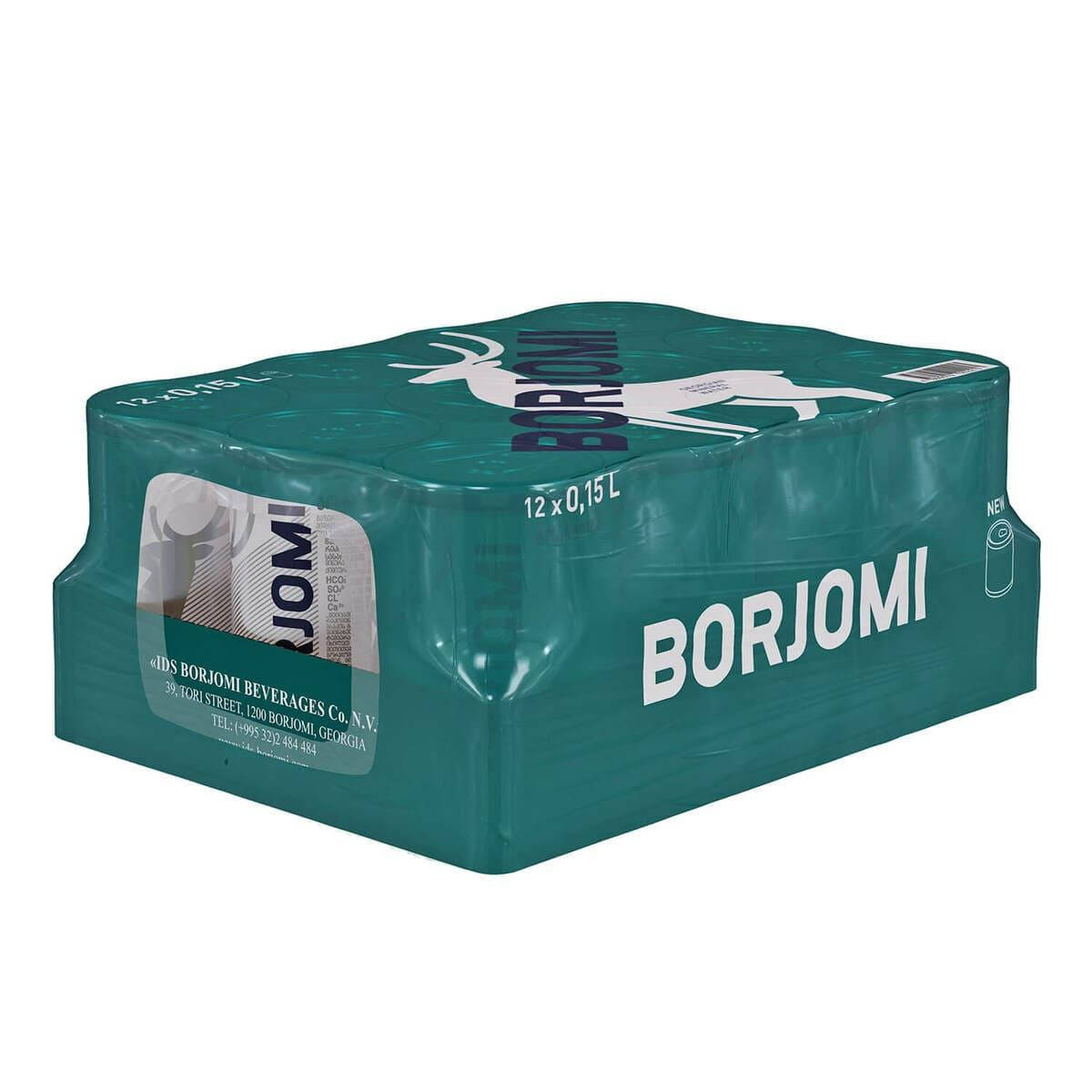 

Упаковка минеральной лечебно-столовой сильногазированной воды Borjomi 0,15 л х 12 банок