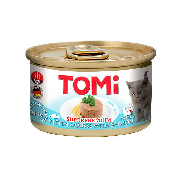 

TOMi For Kitten with Salmon ТОМИ ДЛЯ КОТЯТ ЛОСОСЬ консервы для котят, мусс - 85 г