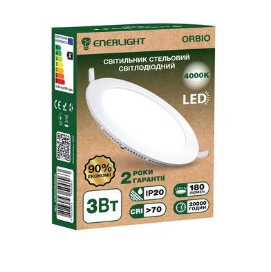

Светильнык потолочный светодиодный ENERLIGHT ORBIO 3Вт 4000К Ш.К. 4823093500630