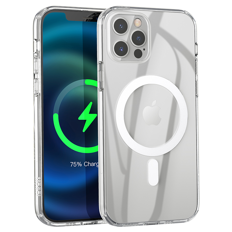 

Чехол бампер с магнитом для Iphone 12 Pro Max HOCO Transparent TPU magnetic protective case Прозрачный