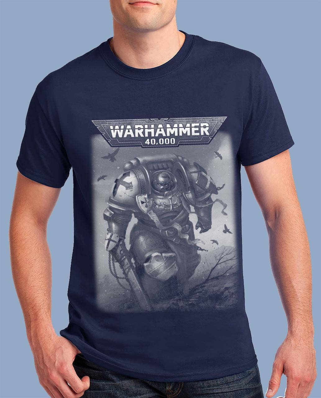 

Футболка мужская, молодежная WARHAMMER 40000 Space Marine, Культовый Черный Храмовник темно-синий