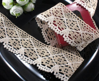 

(1 метр) кружево натуральное лен (хлопок) 6 см Цвет - Бежевый (лен-2223)