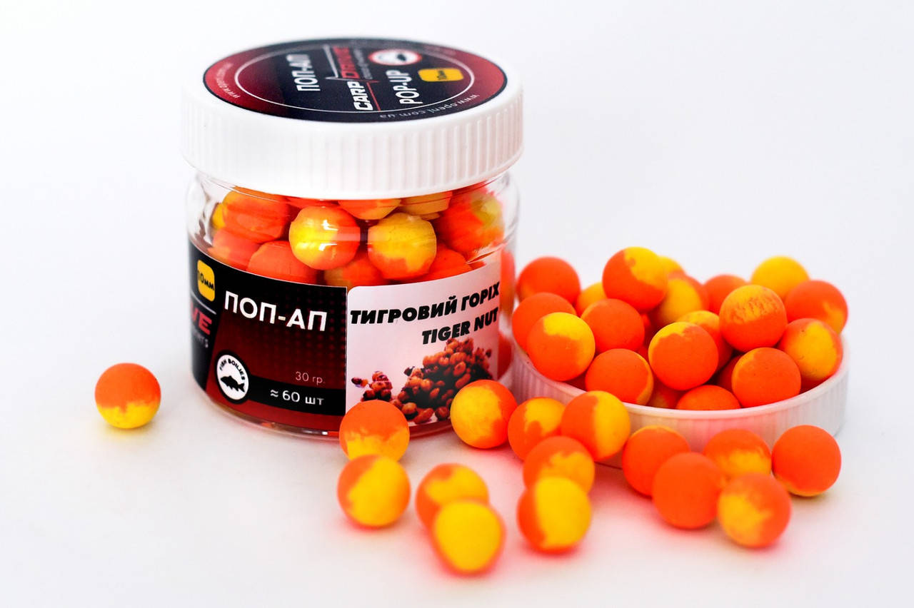 

Бойл плавающий, поп ап для рыбалки, поп ап Тигровый орех (Tiger nut) 10мм Carp Drive